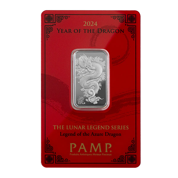 10g Lunar Legends Azure Dragon Silver Bar PAMP