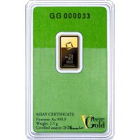 2.5g Gold Bar Valcambi Green gold